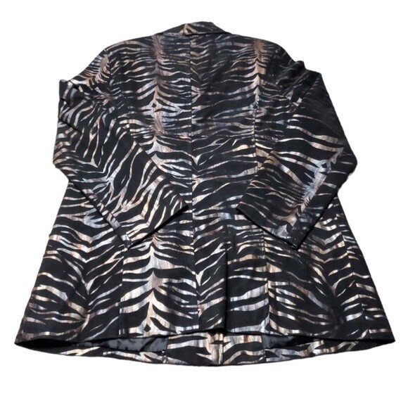 Erin London Metallic Animal Print Jacket with Flocked Accents L - Picture 7 of 9